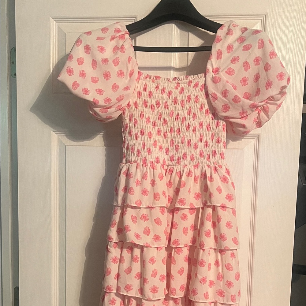 Pink Floral Tiered Skirt
